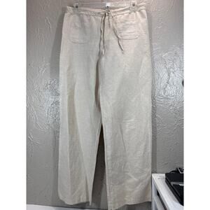 Liz Claiborne Linen Blend Pants Womens Beige‎ Lightweight Coastal Size 34x31